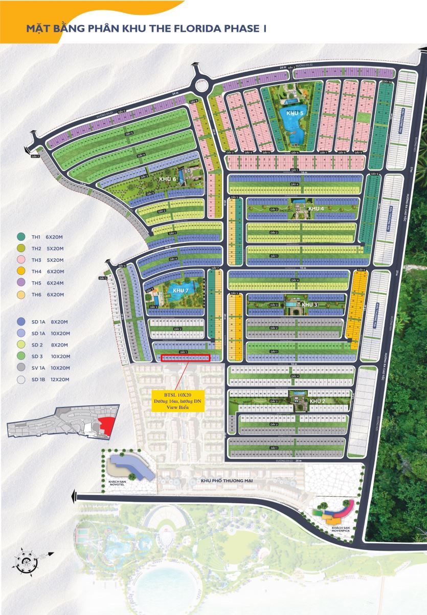 Novaworld Phan Thiết -  Sơ đồ Vị trí Biệt thự song lập 10x20m