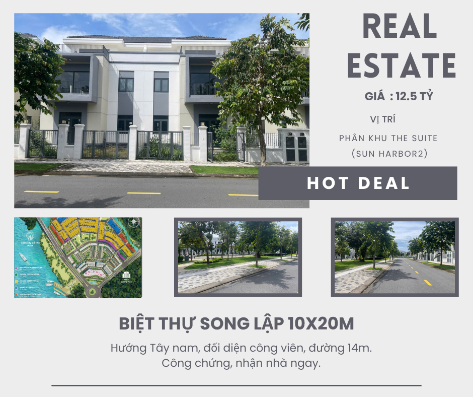 biệt thự song lập 10x20m aqua city đối diện công viên giá 12 tỷ toàn giá, nhà sẵn 1 trệt 2 lầu, hướng tây nam.